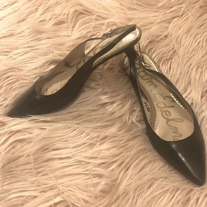 Sam Edelman Black Leather Upper Slingback Heels - 7